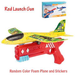 Foam Airplane Toy Kids 10M Catapult Launcher Outdoor Game Bubble Model Shooting Roundabout Gift