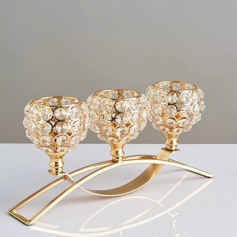Candle Holder Metal Crystal Candlestick Dining Table Centerpiece Wedding Christmas Home Decoration