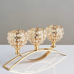 Candle Holder Metal Crystal Candlestick Dining Table Centerpiece Wedding Christmas Home Decoration