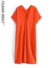 Kimono Maxi Dress Women Long Kaftan Chic V-Neck Casual Satin Pleated Elegant Fashion Dress