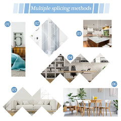 Mirror Wall Stickers 4-Piece 3D Self-Adhesive Flexible DIY Acrylic Art Living Room Home Decoration
