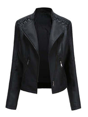 Faux Leather Jackets for Women Long Sleeve Zipper Slim Motorcycle Jacket Style