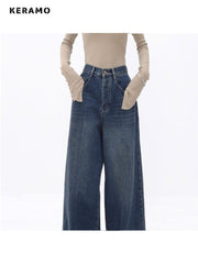 High Waist Oversized Jeans Women Ladies Casual Comfortable Everyday Denim Fashion Trousers