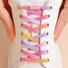 Shoelaces No-Tie 1 Pair Colorful Buckle Pearl Elastic Locked Fashion Kids Adults Sneaker Laces