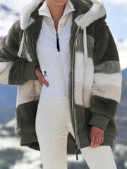 Oversized Teddy Bear Coat Women Long Thick Fleece Faux Fur Hooded Warm Winter Outerwear