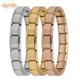 Italian Elastic Charm Bracelet 9mm Width Fashion Stainless Steel Bangle Women's Jewelry