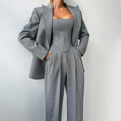 Women's 3 piece pant suit grey