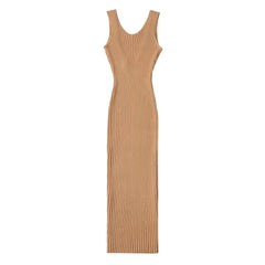 Backless Sleeveless Knit Midi Dress Women Slim Elegant 5 Colors Casual Party Fashion Dress