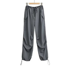 Wide Leg Cargo Pants Women Drawstring Casual Streetwear Comfortable Fashion Trousers