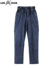 Plus Size Stretch Jeans Women Cotton Knit Denim Casual Comfortable Everyday Fashion Trousers