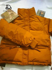 Coat Women Short Cotton-Padded Stand Collar Thick Warm Winter Jacket Casual Outerwear