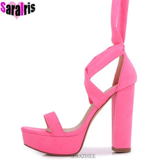 Platform Gladiator Sandals Women Chunky Block High Heel Open Toe Dressy Pumps Fashion Shoes