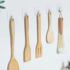 Adhesive Hooks 10-Pack Transparent Stainless Steel Self-Stick Kitchen Bathroom Door Wall Multi-Function