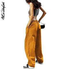 Low Waist Cargo Pants Women Loose Drawstring Casual Streetwear Comfortable Fashion Trousers