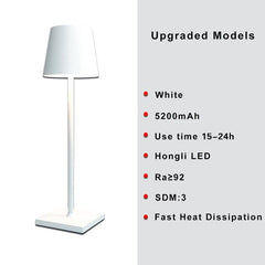 Cordless Table Lamp USB Rechargeable Waterproof Touch Switch Bedroom Hotel Living Room Restaurant