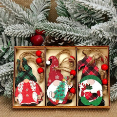 Christmas Wooden Gnome Ornaments Merry Xmas Tree Decoration Holiday Craft Supply Home Decor Gift