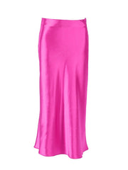 High Waist Satin Silk Midi Skirt Women Purple Elegant Long Office Casual Chic Fashion