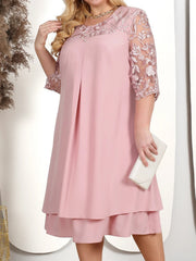 Plus Size Layered A-Line Dress Pink
