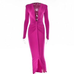 Pleated Maxi Dress Women Elegant Casual Evening Party Long Chic Fashion Dress