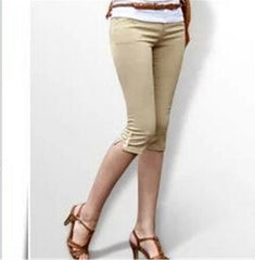 High Waist Capri Pants Women Knee Length Thin Breathable Stretchy Casual Summer Fashion