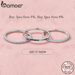 Eternity Ring Women 925 Sterling Silver Cubic Zirconia Stackable Colorful Band Jewelry Gift