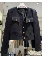 Tweed Jacket Women Chic Short Boutique Fashion Casual Coat Outerwear Spring Autumn Style