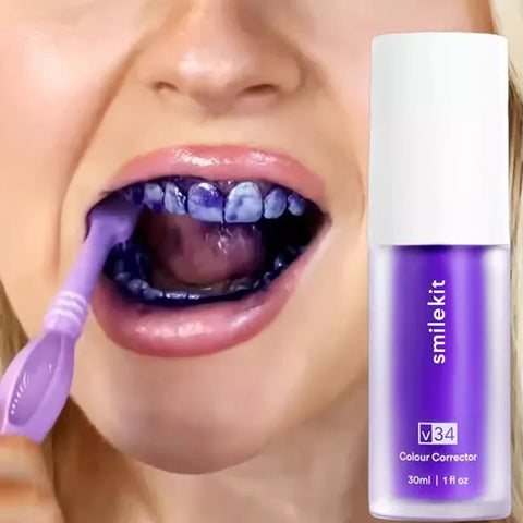 Whitening Toothpaste Purple 30ml Stain Removal Yellowing Reduction Fresh Breath Teeth Gum Care