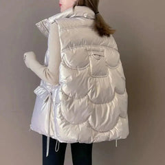 Down Cotton Vest Women Loose Fit Casual Sleeveless Waistcoat Large Size Winter Fashion Top