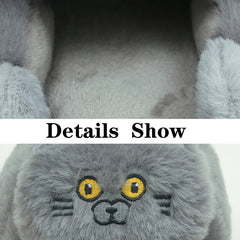 Cat Slippers Plush Cute Cartoon Soft Warm Fuzzy Indoor House Shoes Women Men Winter Furry