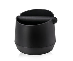 Black coffee container with a lid on a white background