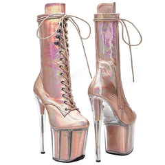 Platform Boots Women 8-Inch 20CM Pole Dance Shiny High Stiletto Exotic Night Club Fashion Shoes
