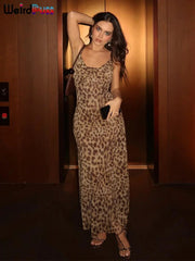 Leopard Print Satin Slip Dress
