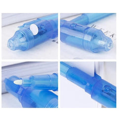 Blue pen with a white cap on a white background