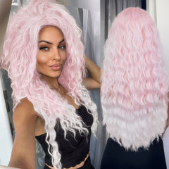 Ash Blonde Wig Women Synthetic Long Wavy Curly Fluffy 80s Halloween Costume Fashion