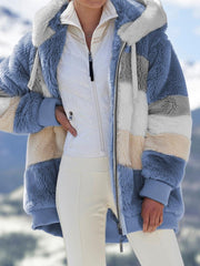 Oversized Teddy Bear Coat Women Long Thick Fleece Faux Fur Hooded Warm Winter Outerwear