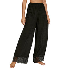 High Waist Sheer Mesh Wide Leg Pants Women Beach Loose Casual Summer Cover Up Fashion