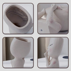 Woman Face Planter Pot Unique Cute Indoor Outdoor Drainage Hole Plant Pot Home Decor Gift