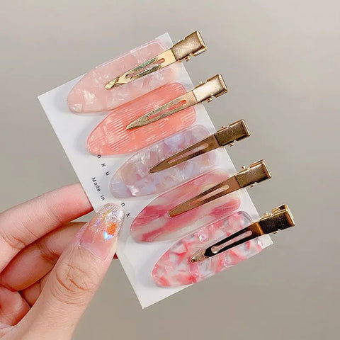 Hair Clip Women Pink Seamless No-Bend Duckbill Bangs Clip Hairpin Styling Tool Accessories