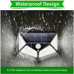 Solar Wall Lamp 100-LED 4-Sided Motion Sensor Waterproof Outdoor Garden Courtyard Security Light