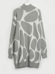 High Collar Knit Sweater Dress Women Long Sleeve Pullover Knitwear Elegant Evening Party Fashion