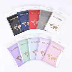 Passport Holder PU Leather Map Pattern Protective Cover ID Credit Card Travel Accessory Case
