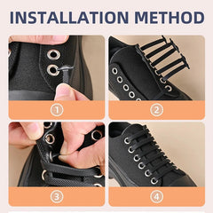 Shoelaces No-Tie Silicone 16-Piece 12 Colors Elastic Lazy Creative Rubber Lace Kids Adults Sneakers