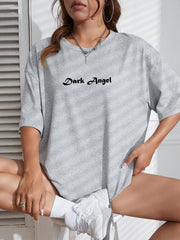 T-Shirt Women Angel Wings Graphic Oversized Hip Hop Streetwear Cotton Loose Short Sleeve Tee