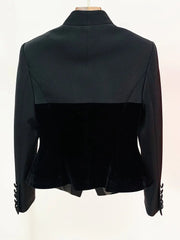 Blazer Women Chic Slim Fit Patchwork Velvet Designer Inspired Elegant Office Fashion Jacket