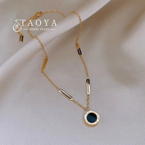 Pendant Necklace Women Stainless Steel Roman Digit Wafer Classic Fashion Jewelry Christmas Gift