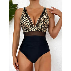 Solid One-Piece Swimsuit for Women Deep V-Neck Removable Bra Pads New Summer Beach Swimwear