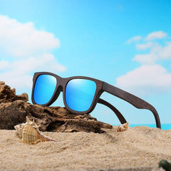 Bamboo Sunglasses Unisex Natural Wood Handmade Polarized Mirror Coated Lenses Eco-Friendly Eyewear