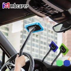 Car Window Cleaner Brush Sponge Cloth Extended Handle Windshield Interior Auto Glass Wiper Accessory