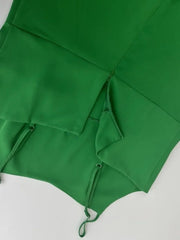Maxi Dress Women Spaghetti Strap A-Line Ruffle Sleeveless Backless Zip-Up Green Elegant Party Prom