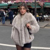 Faux fur coat grey